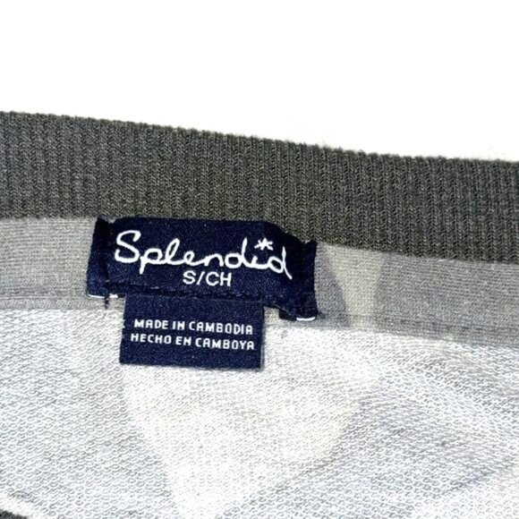 Splendid Womens Camouflage Sweatshirt S Green/Gray Polyester/Spandex Crew Neck L - Picture 2 of 8